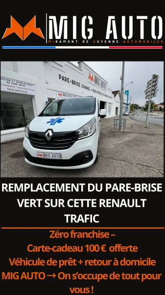 Remplacement du pare-brise Renault Trafic pour les Ambulance Roux @mig.auto.miramont 47800 LOT ET GARONNE